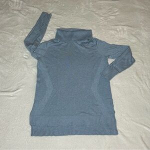 Blue Turtleneck Tunic Sweater